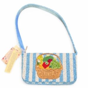 Beaded Vegetable Basket Shoulder Handbag